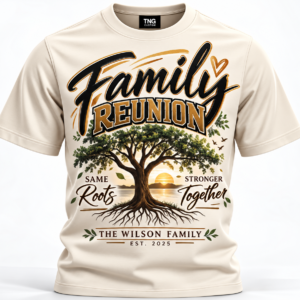 Cream family reunion shirt with personalized Wilson family tree design