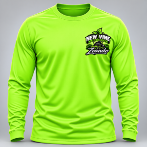 Lime custom long sleeve work shirt with business logo on left chest